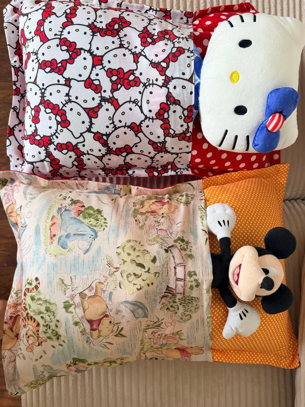 Hello Kitty and Classic Characters Decorative Pillow Covers - Red, White, Orange